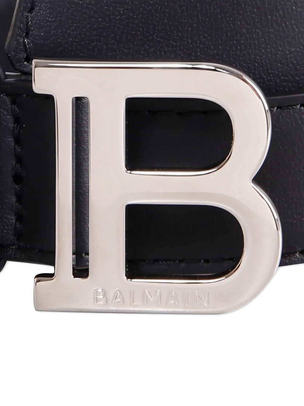 Balmain Kids logo plaque leather belt Zwart