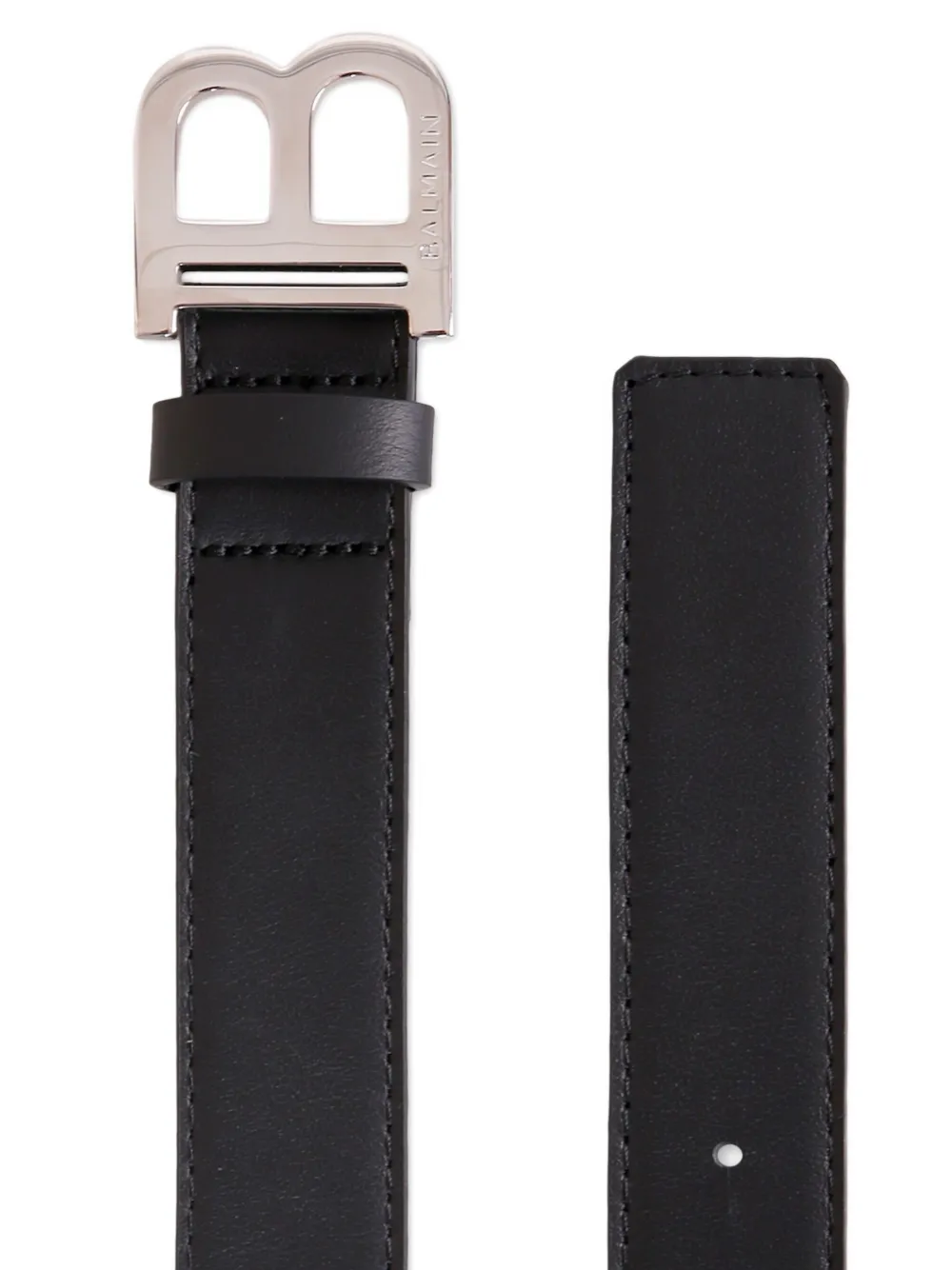 Balmain Kids logo plaque leather belt Zwart