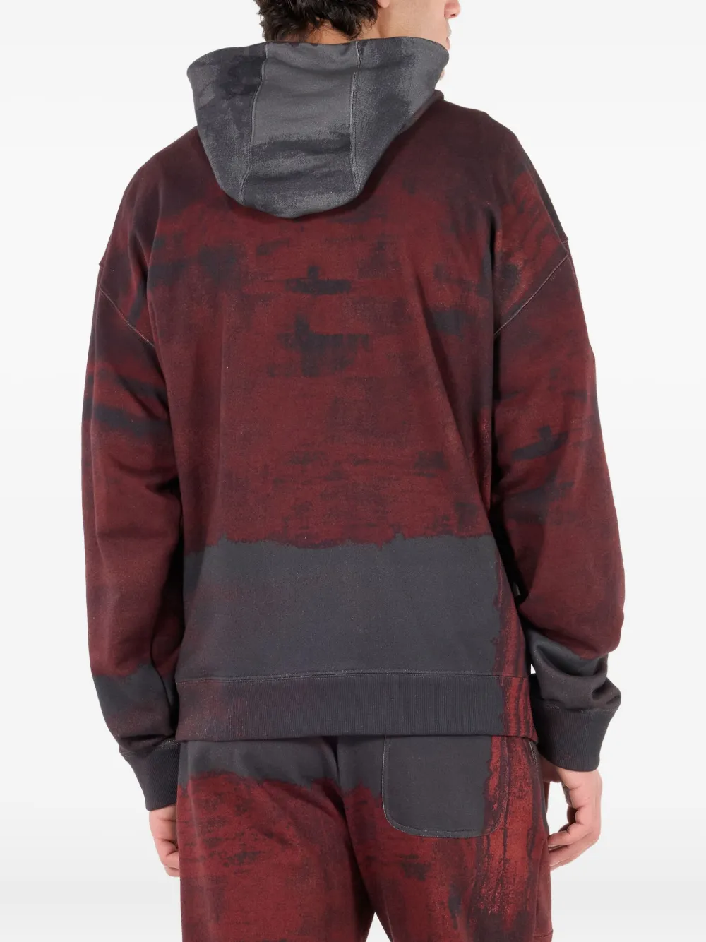 Roberto Cavalli Hooded Abstract-print Zip-up Sweatshirt In Red