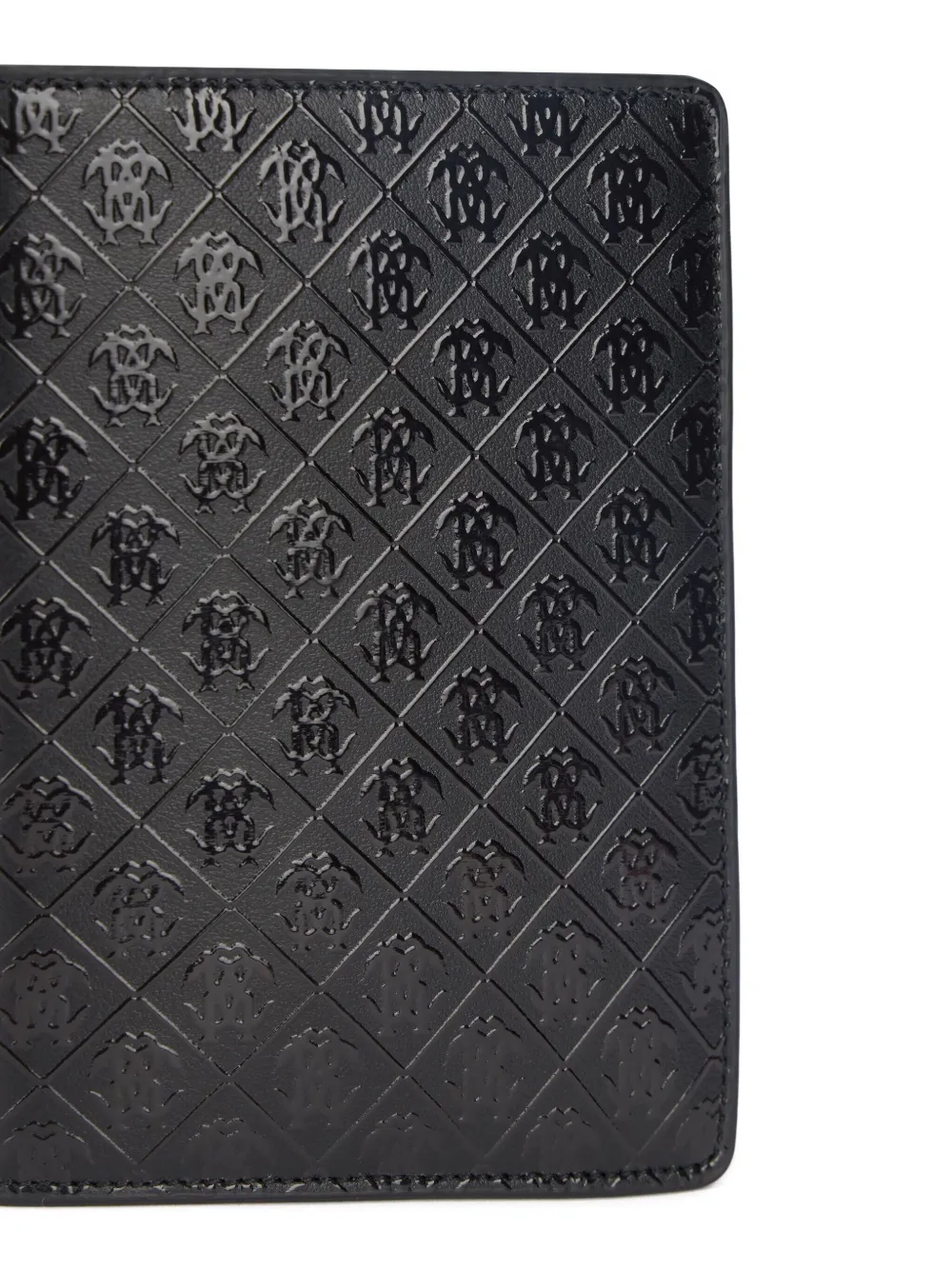 Roberto Cavalli Mirror Snake leren portemonnee met monogram-reliëf Zwart