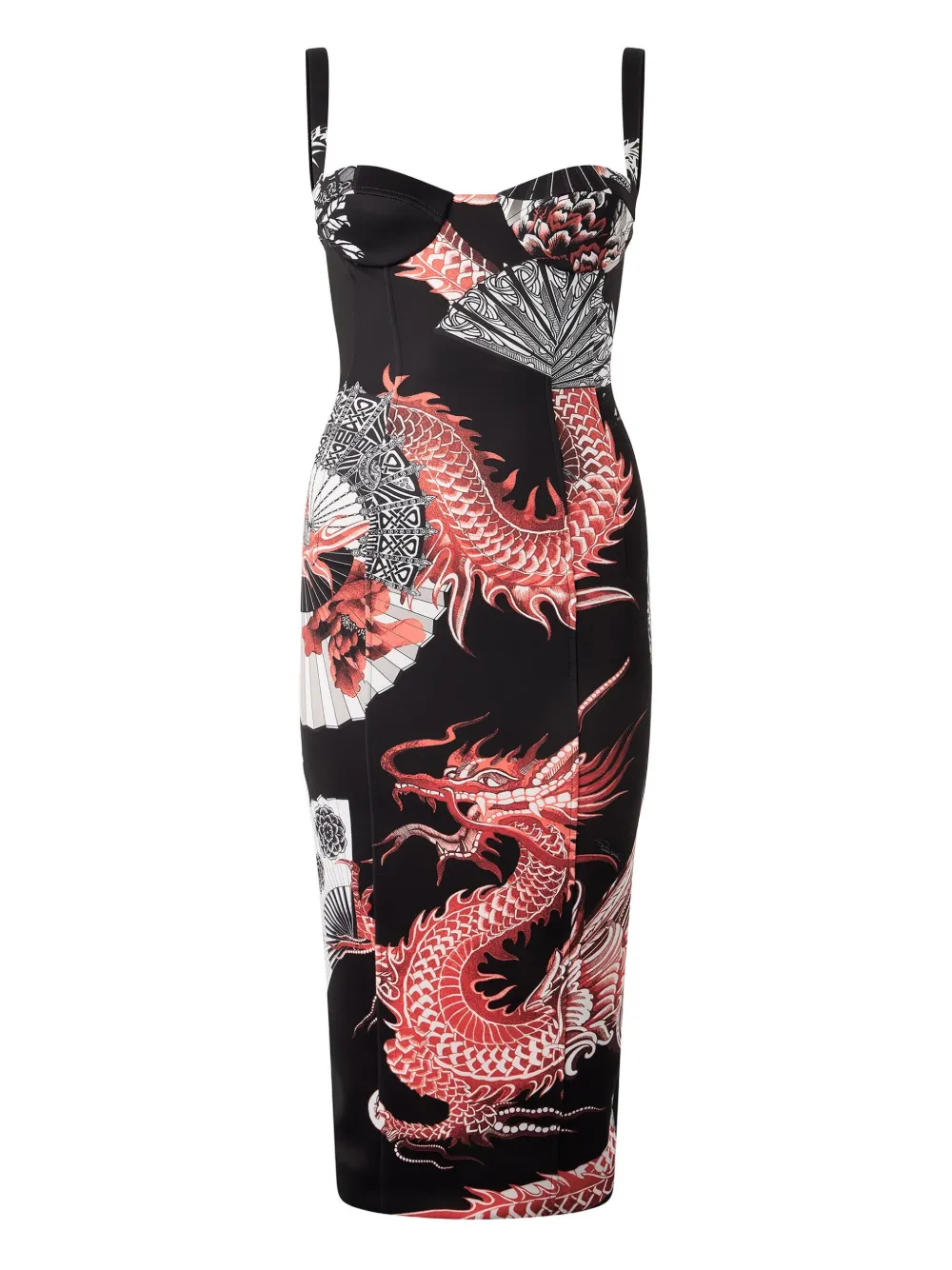 Roberto Cavalli Midi-jurk met print Zwart