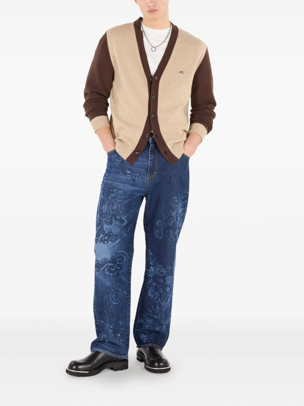 Roberto Cavalli Jeans met draakprint - Blauw