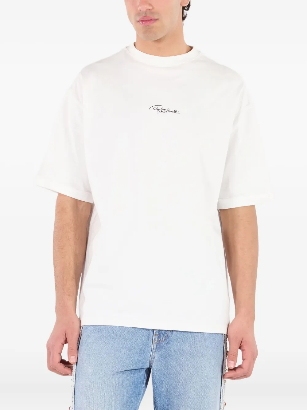 Roberto Cavalli T-shirt met logopatroon Wit