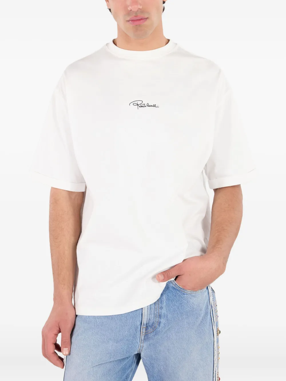Roberto Cavalli T-shirt met logopatroon Wit