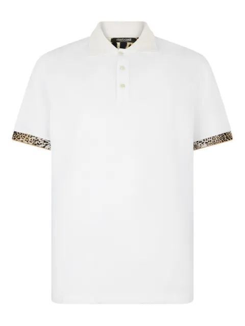 Roberto Cavalli leopard-print cuff polo shirt