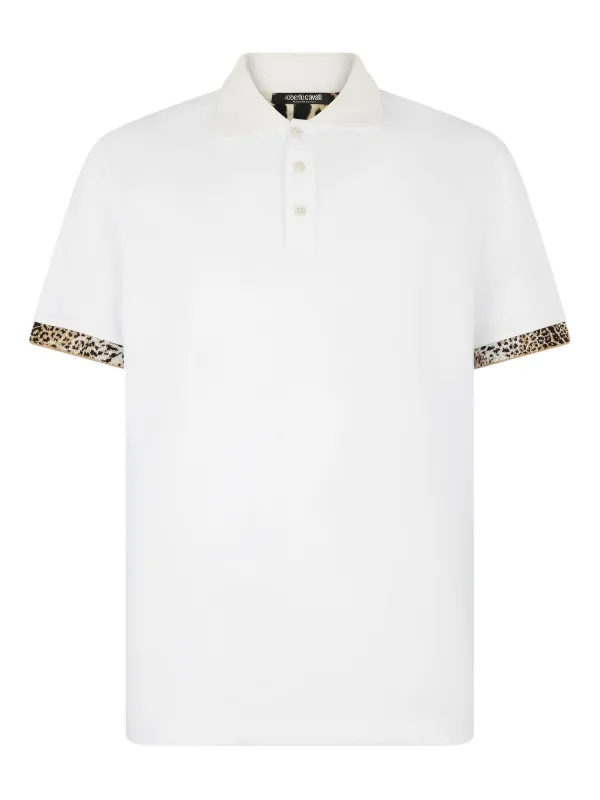 Roberto Cavalli leopard-print Cuff Polo Shirt White FARFETCH JO