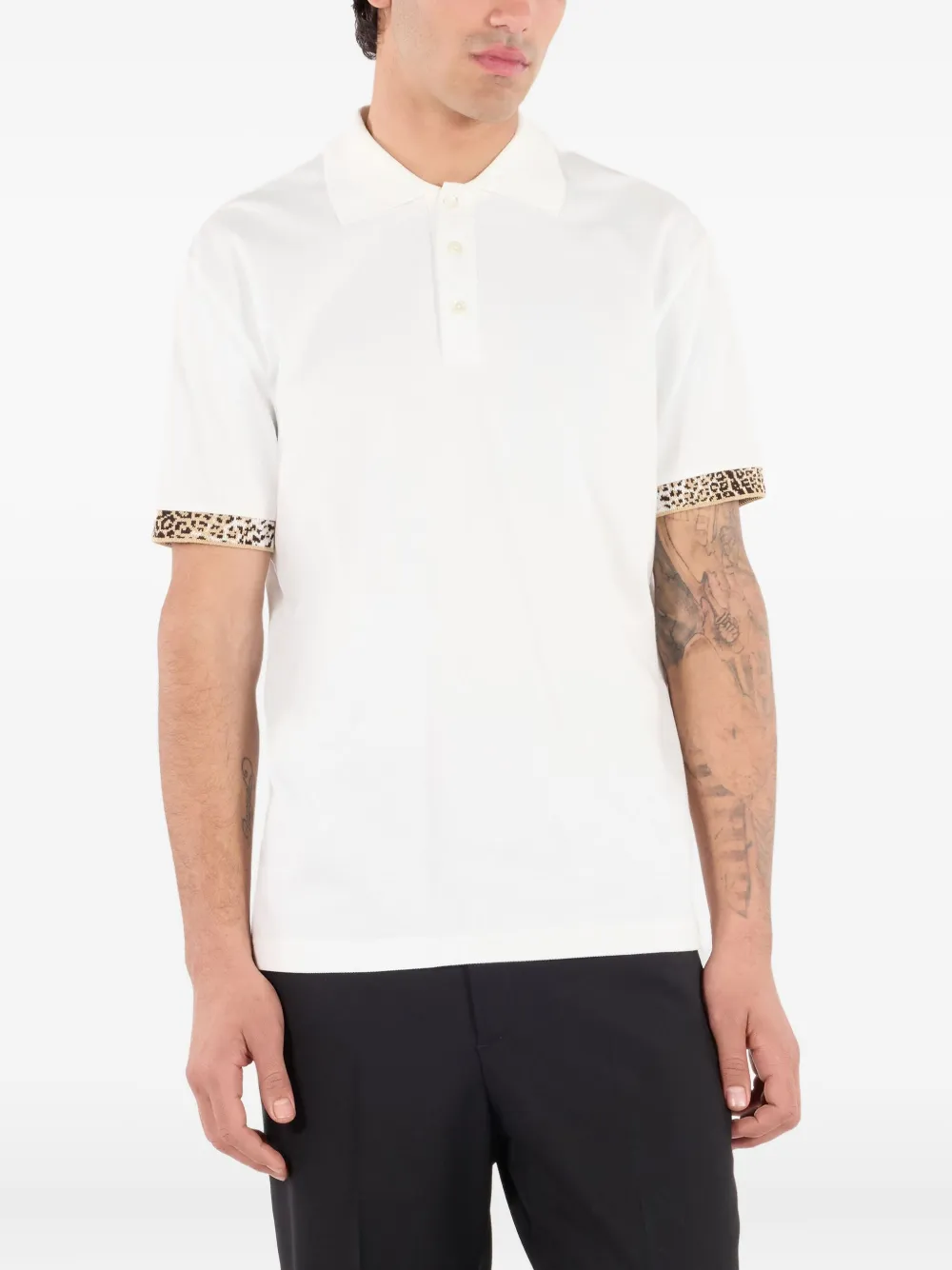 Roberto Cavalli Poloshirt met luipaardprint Wit