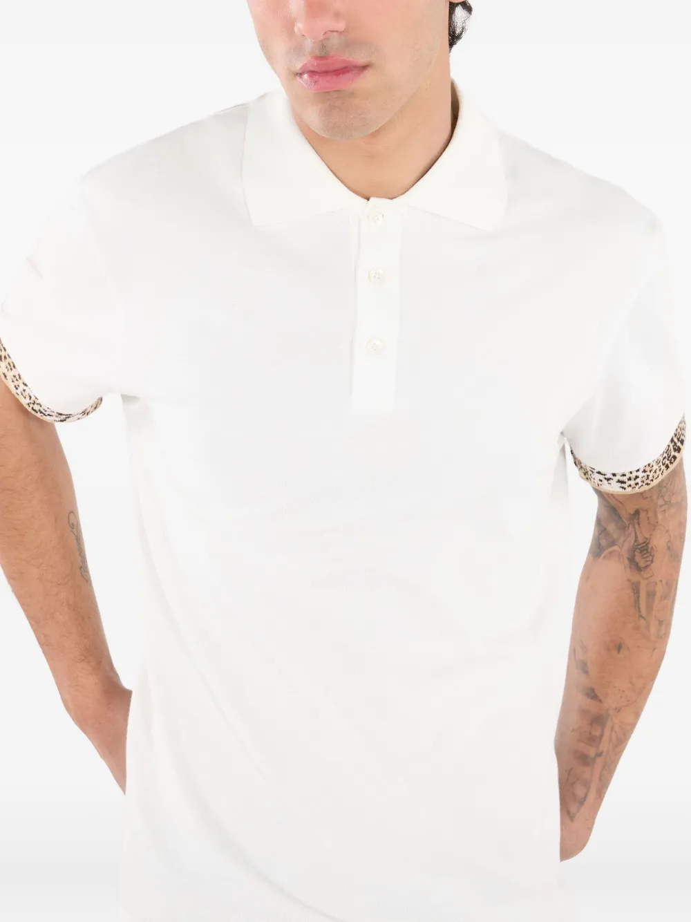 Roberto Cavalli Poloshirt met luipaardprint Wit