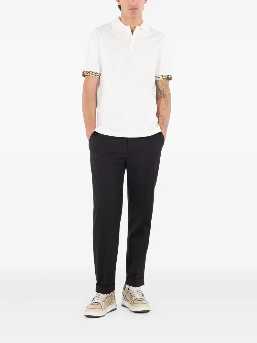 Roberto Cavalli Poloshirt met luipaardprint Wit