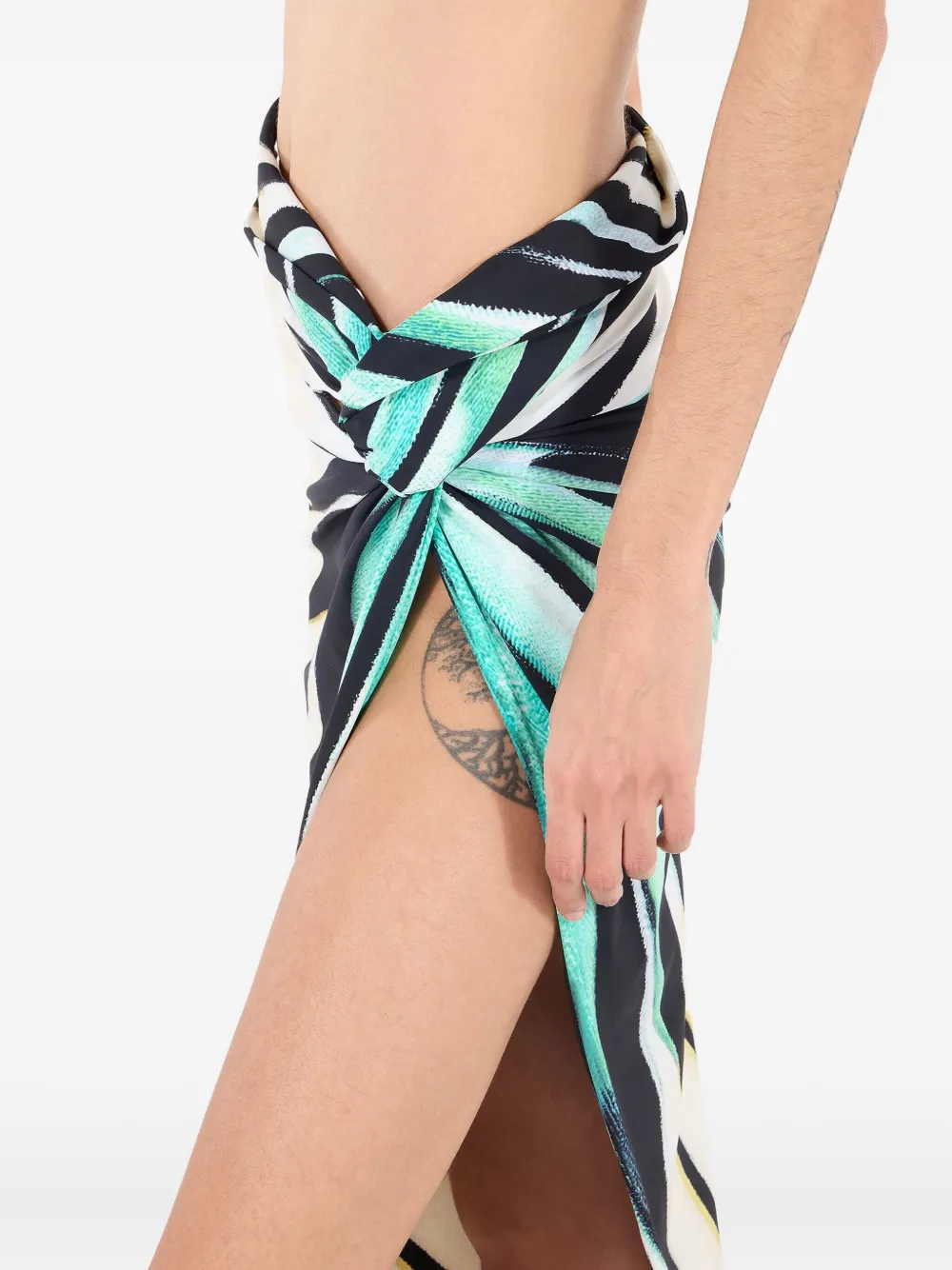 Roberto Cavalli Gedraaide gedrapeerde wikkelrok met print Blauw