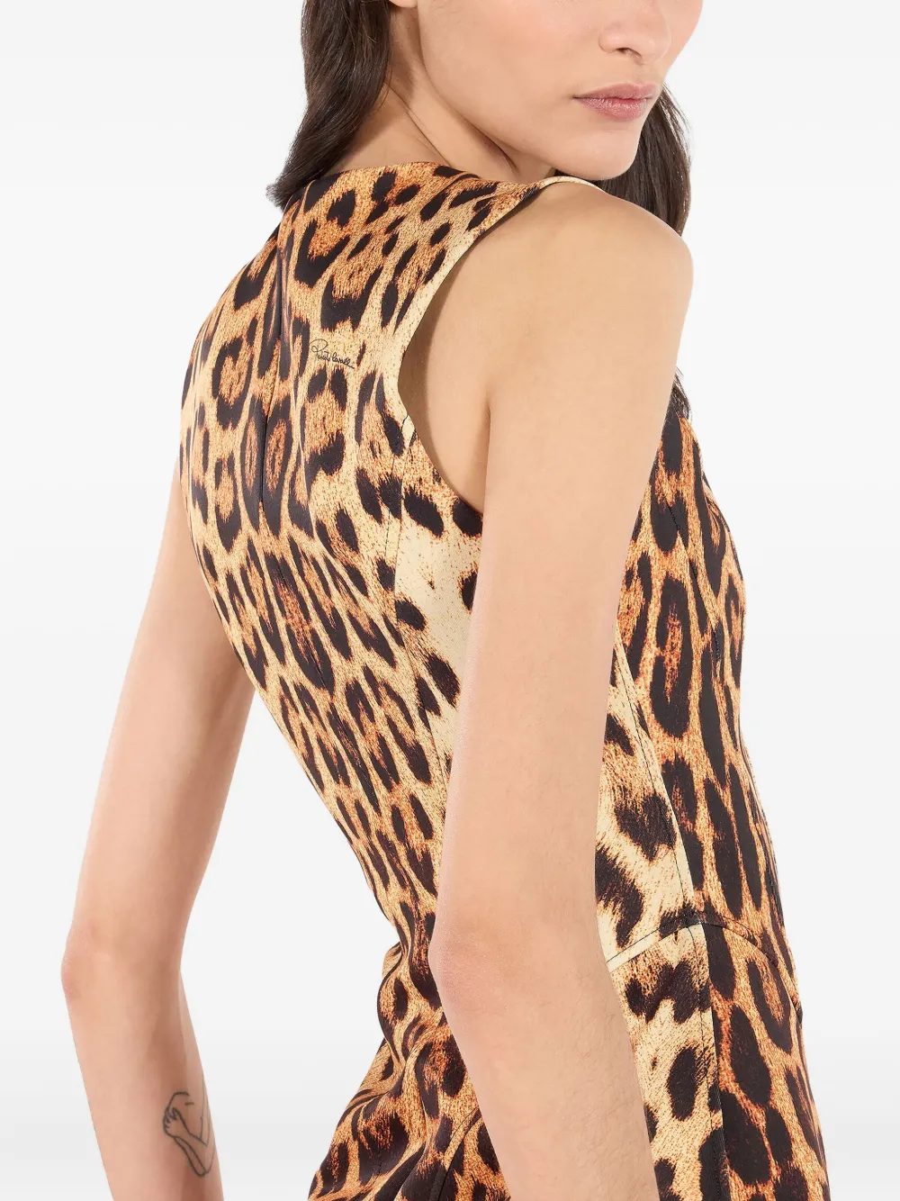Roberto Cavalli Mini-jurk met luipaardprint en rits Bruin