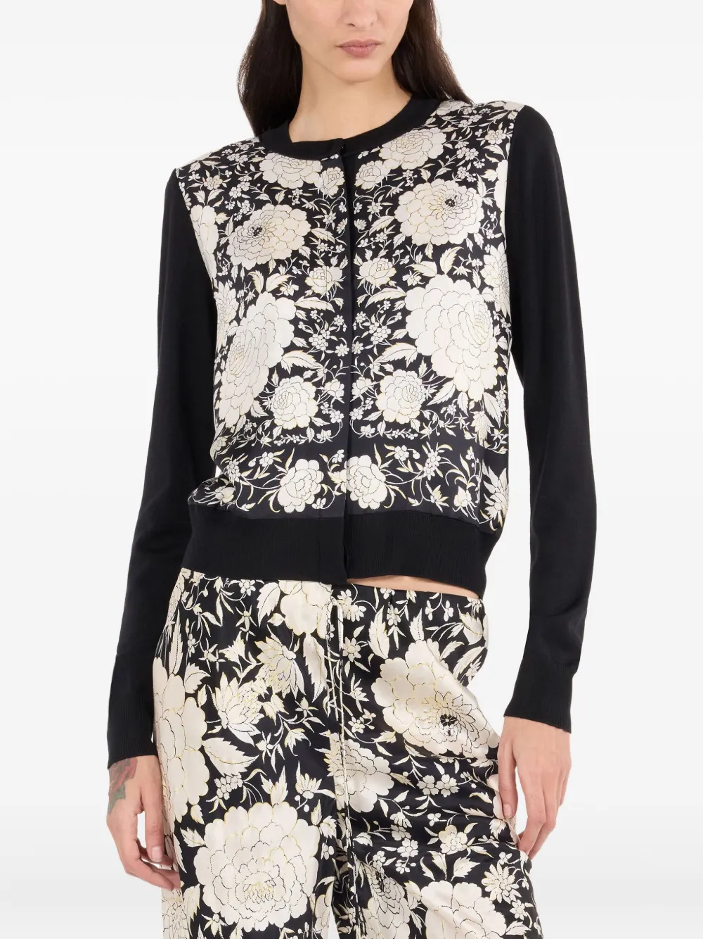 Roberto Cavalli Silk-blend Cardigan With Flowers In White