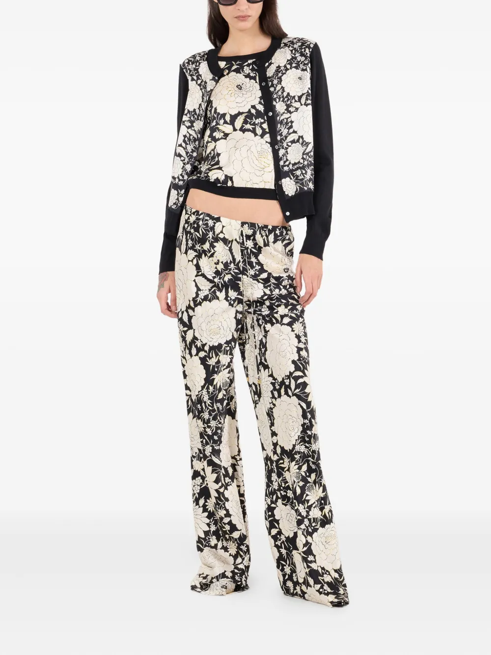 Roberto Cavalli Silk-blend Cardigan With Flowers In White