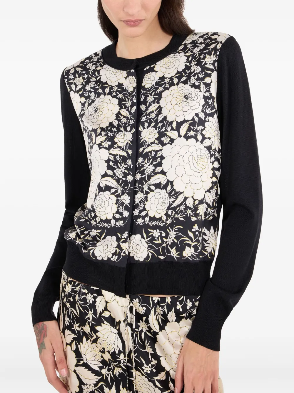 Roberto Cavalli Silk-blend Cardigan With Flowers In White
