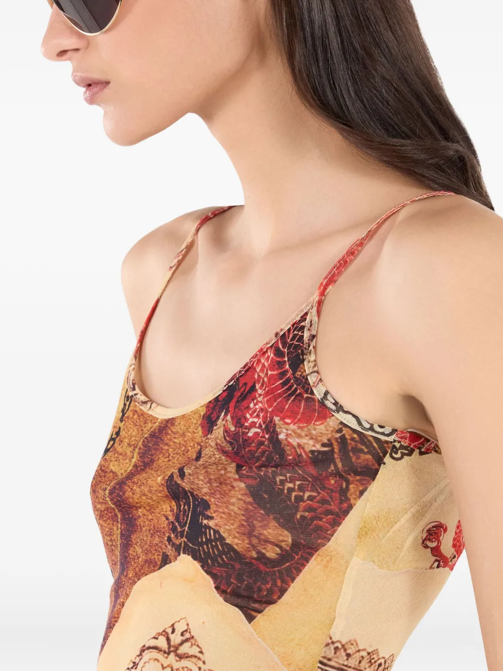 Roberto Cavalli Top met print Beige