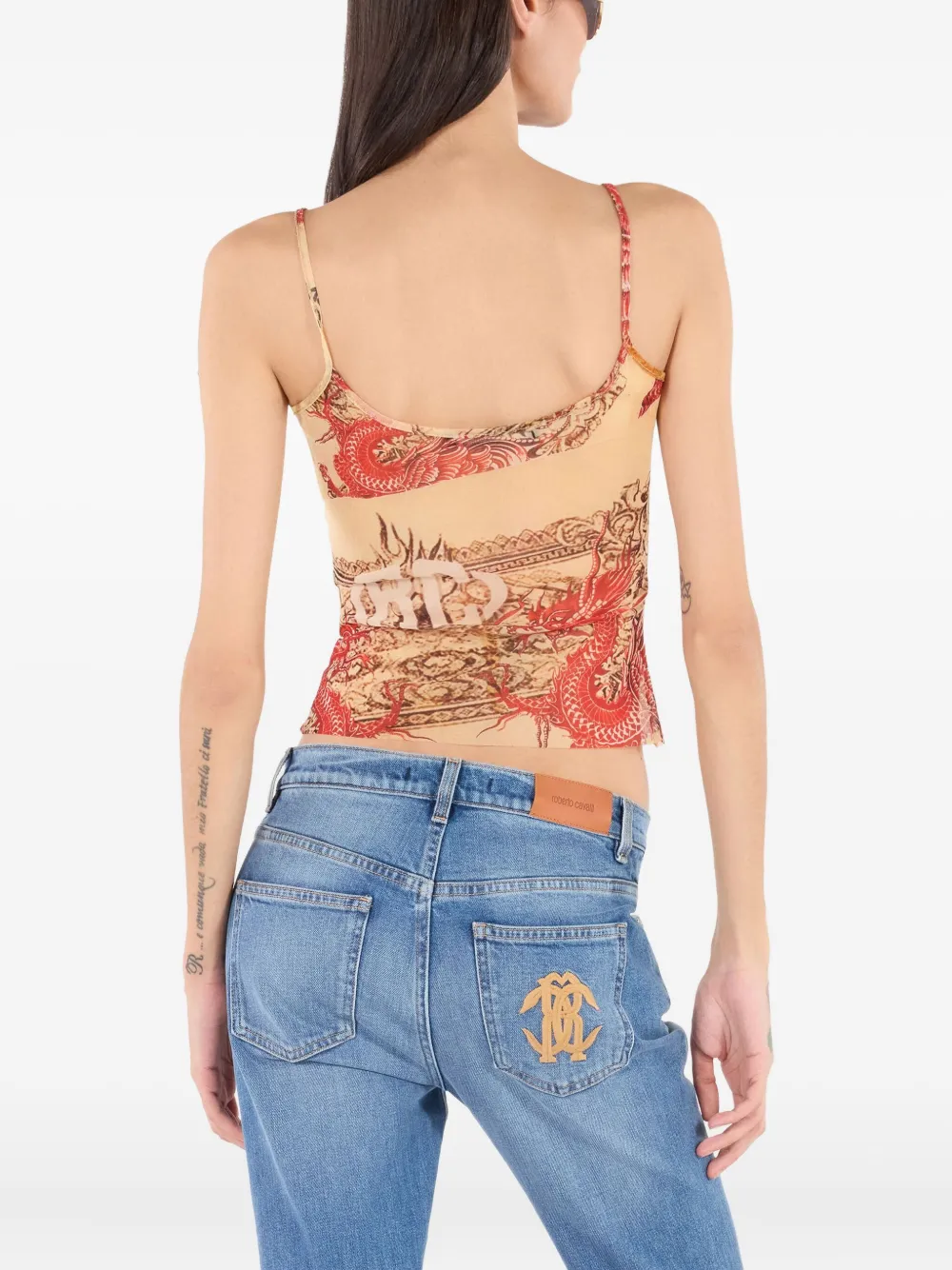 Roberto Cavalli Top met print Beige