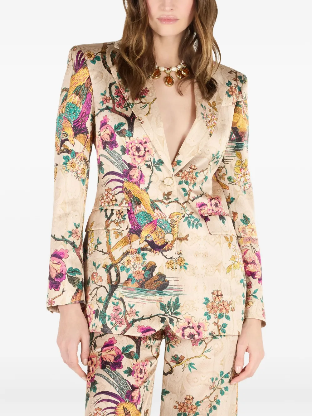 Roberto Cavalli Jack met bloemenprint Beige