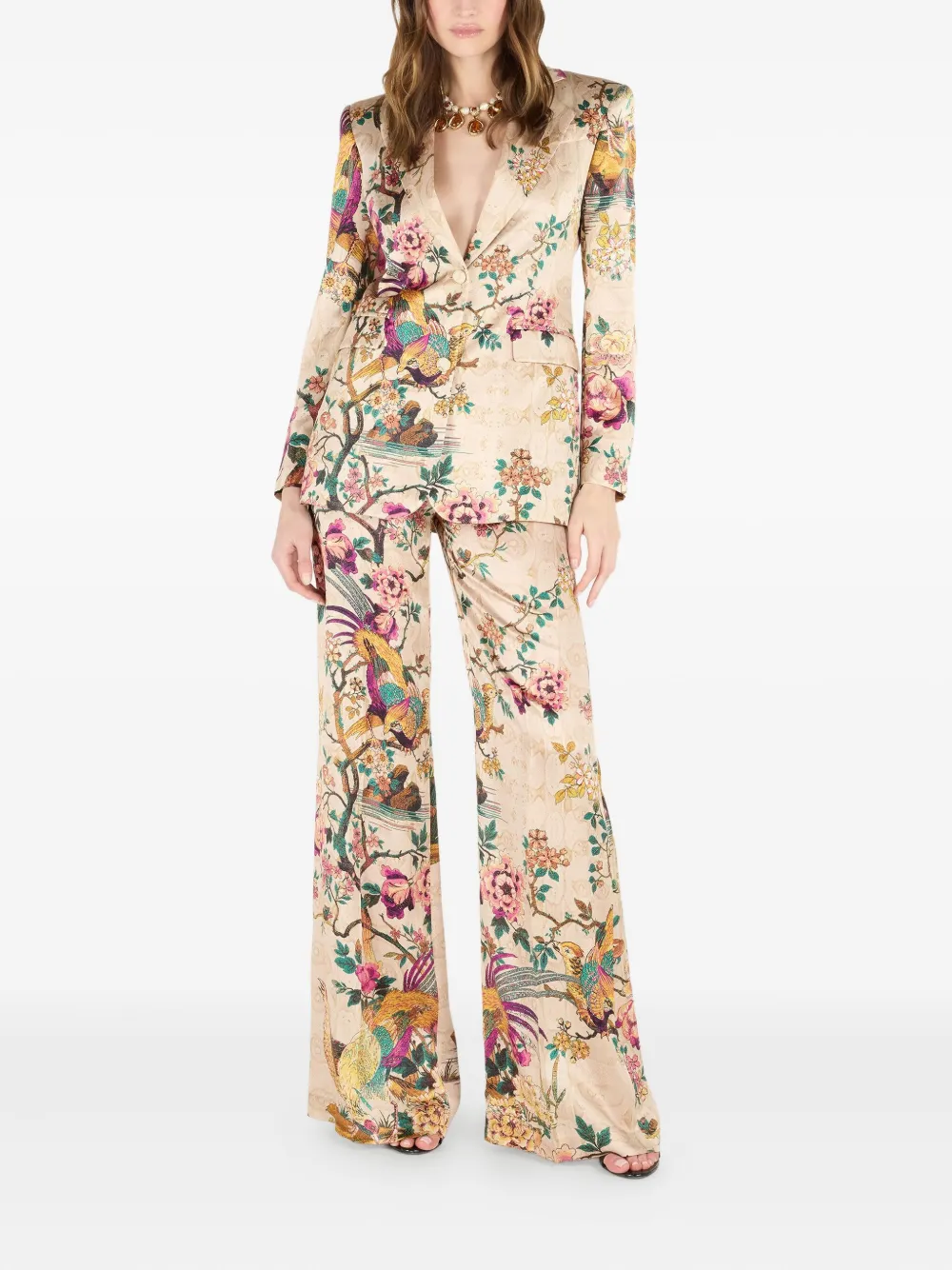 Roberto Cavalli Jack met bloemenprint Beige