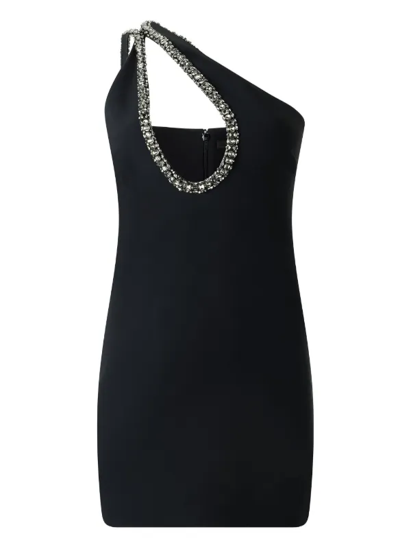 embellished one-shoulder mini dress Beaded Short One Shoulder Dress by Rachel Allan 40607