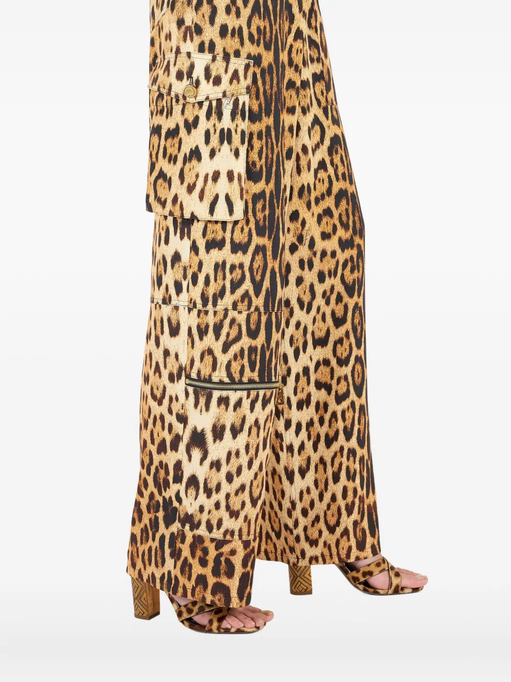 Roberto Cavalli Cargo broek met jaguarprint Bruin
