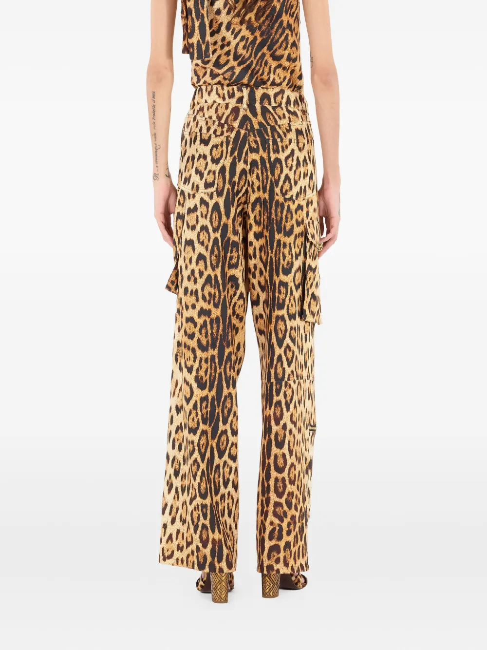 Roberto Cavalli Cargo broek met jaguarprint Bruin