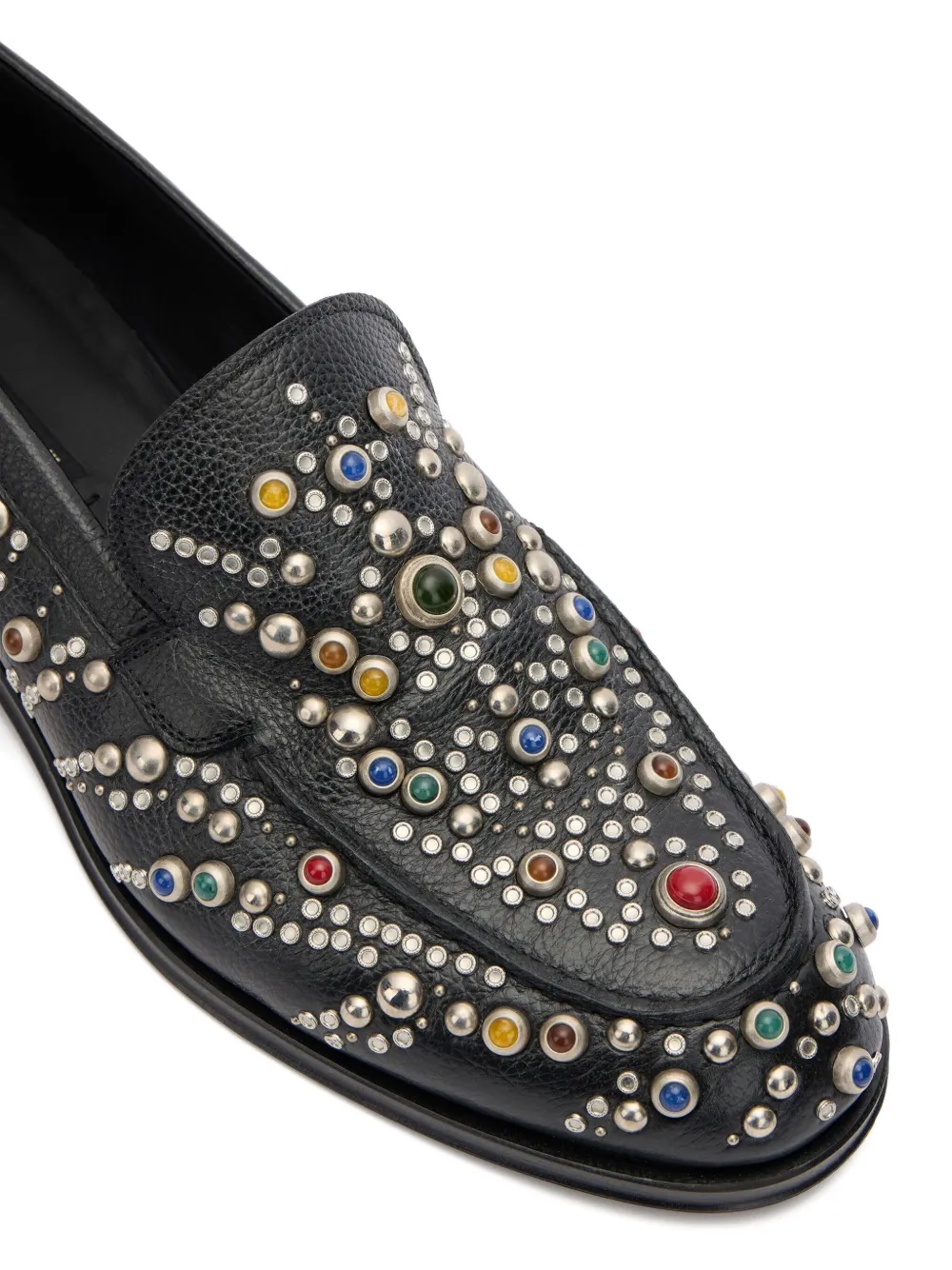 Roberto Cavalli stone-studded leather loafers Black