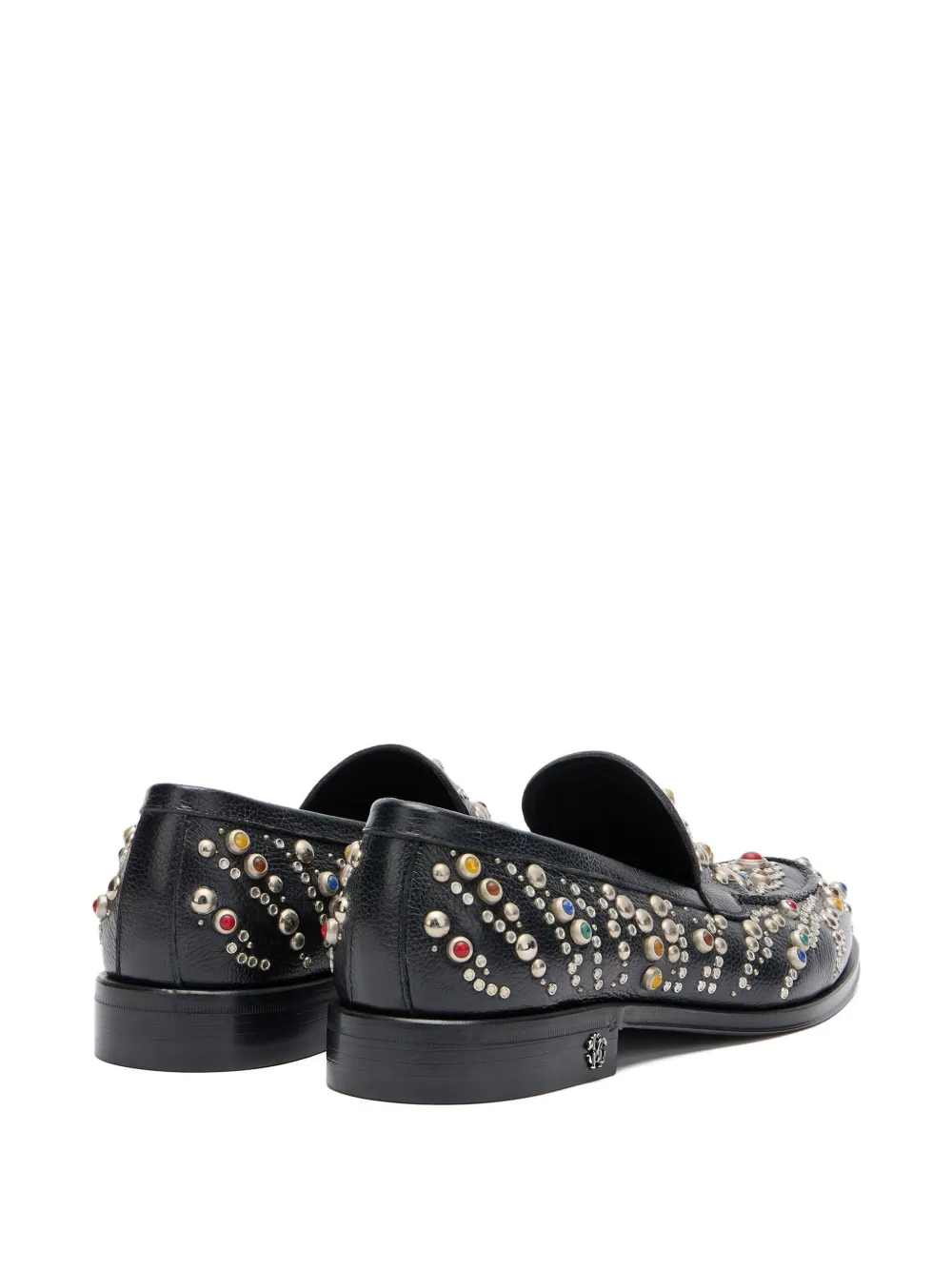 Roberto Cavalli stone-studded leather loafers Black