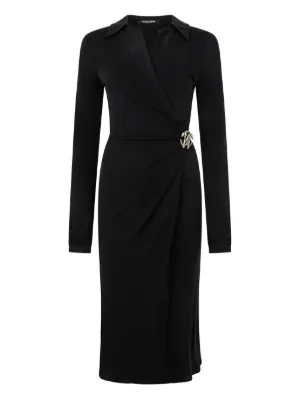 TOM FORD Women's Long Sleeve Wrap Dress | Black | Size 42 TOM FORD Women's Long Sleeve Wrap Dress | Black | Size 42