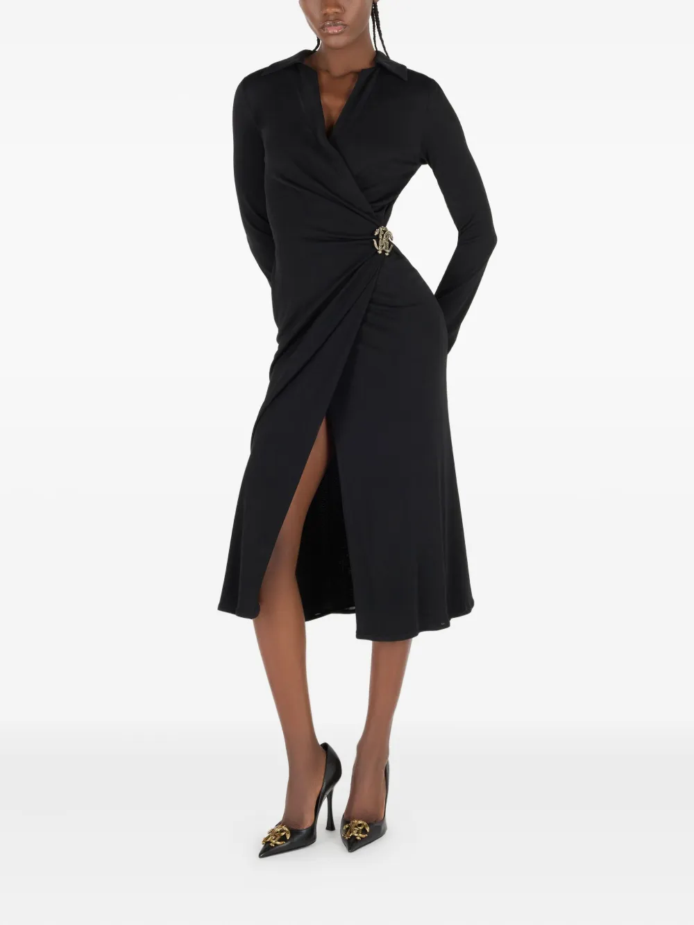 Roberto Cavalli V-neck Dress In Black