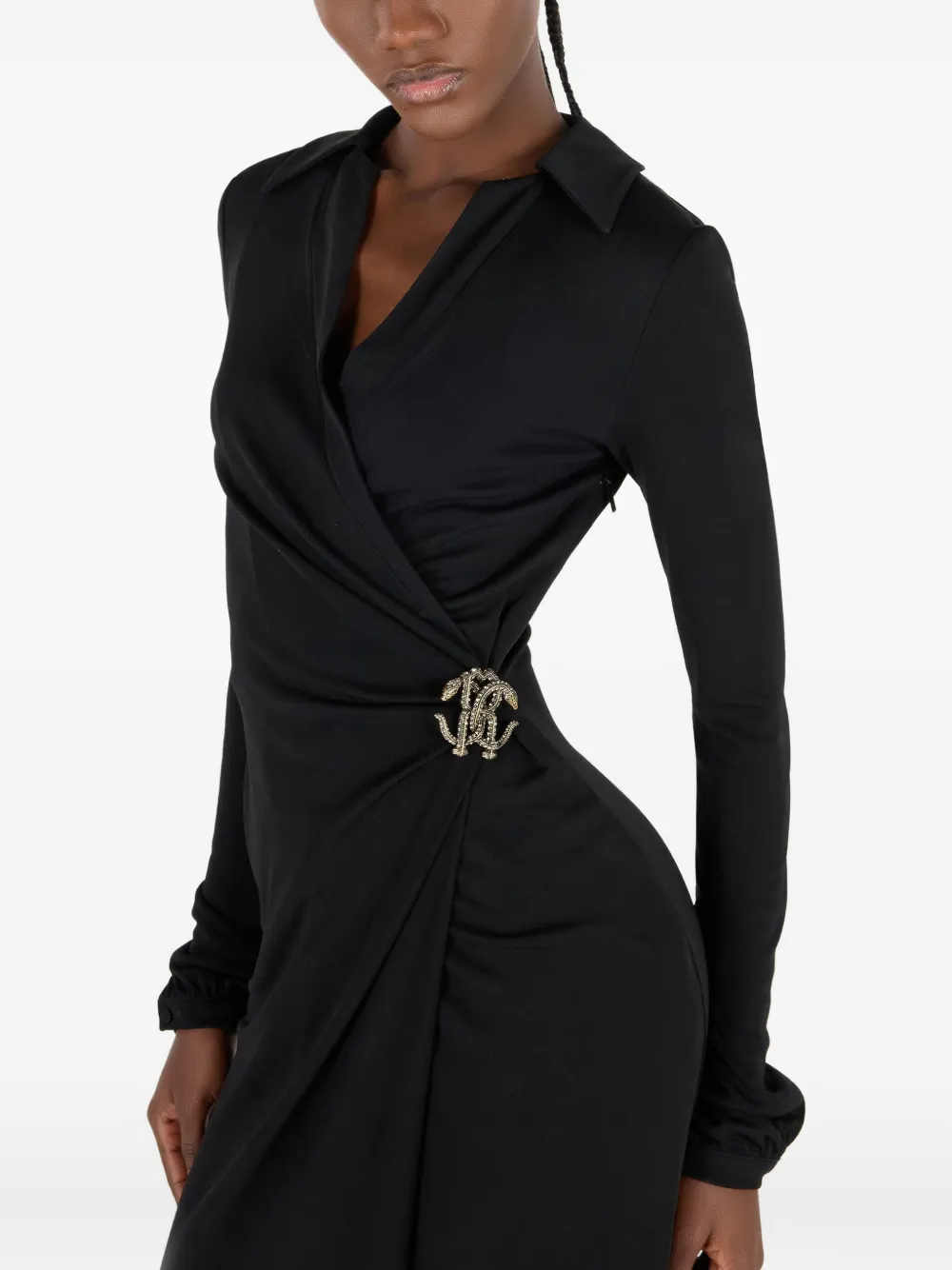 Roberto Cavalli V-neck Dress In Black