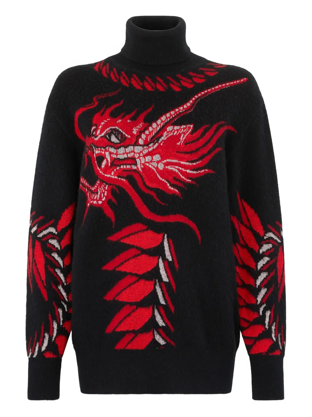 Roberto Cavalli Dragon-motif Turtleneck Sweater In Black