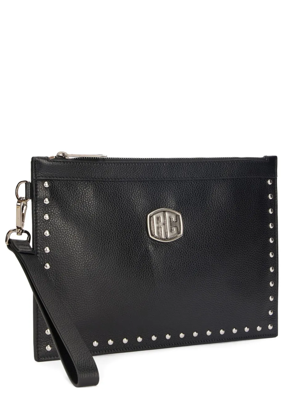 Roberto Cavalli Clutch con placca logo - Nero