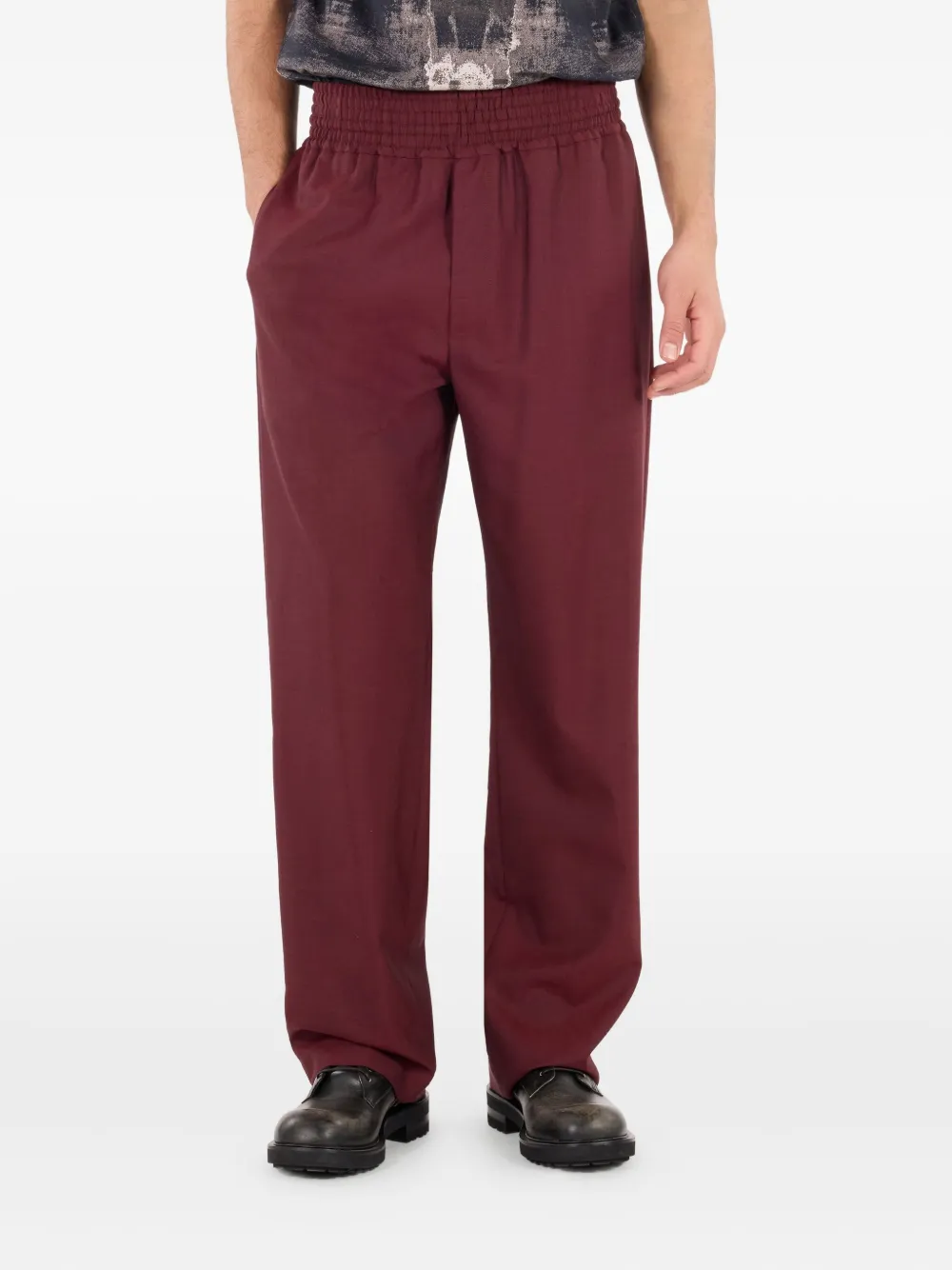 Roberto Cavalli virgin wool loose-fit trousers Paars