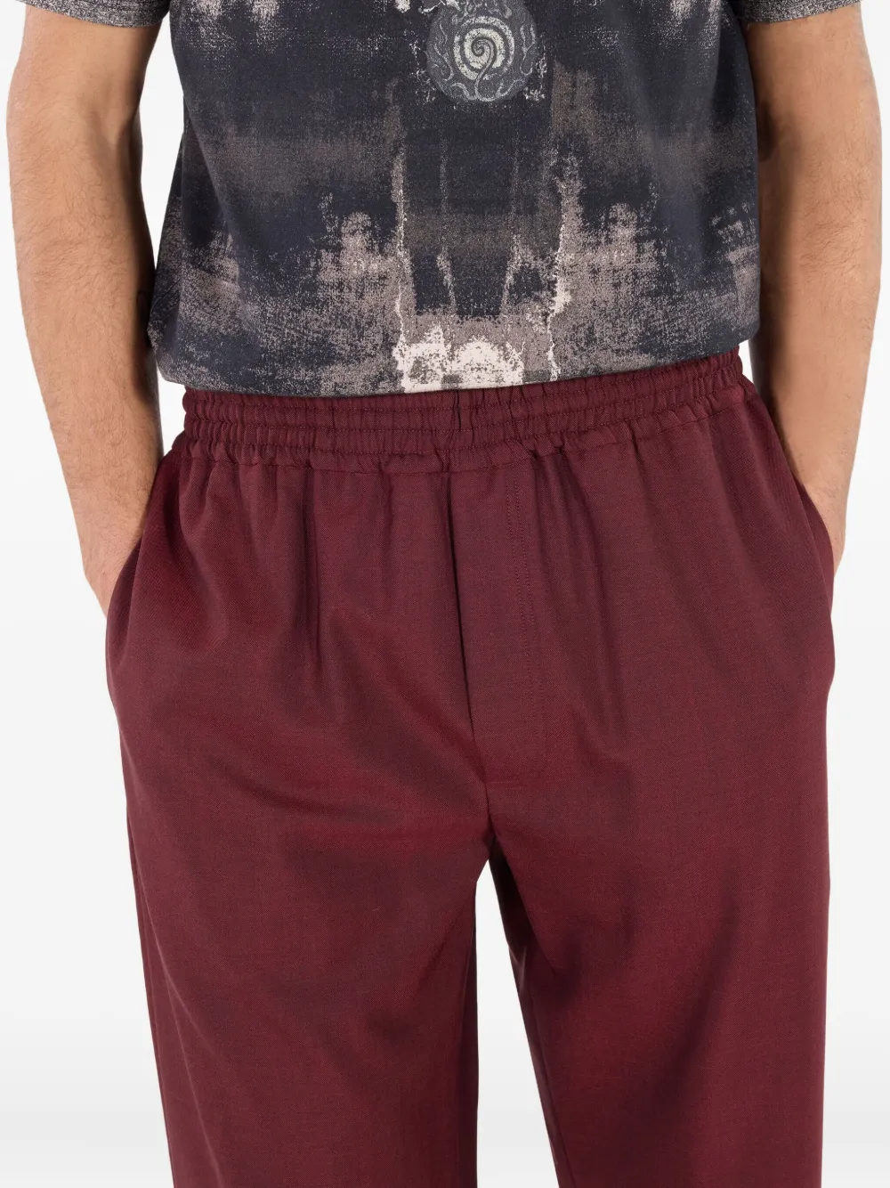 Roberto Cavalli virgin wool loose-fit trousers Paars