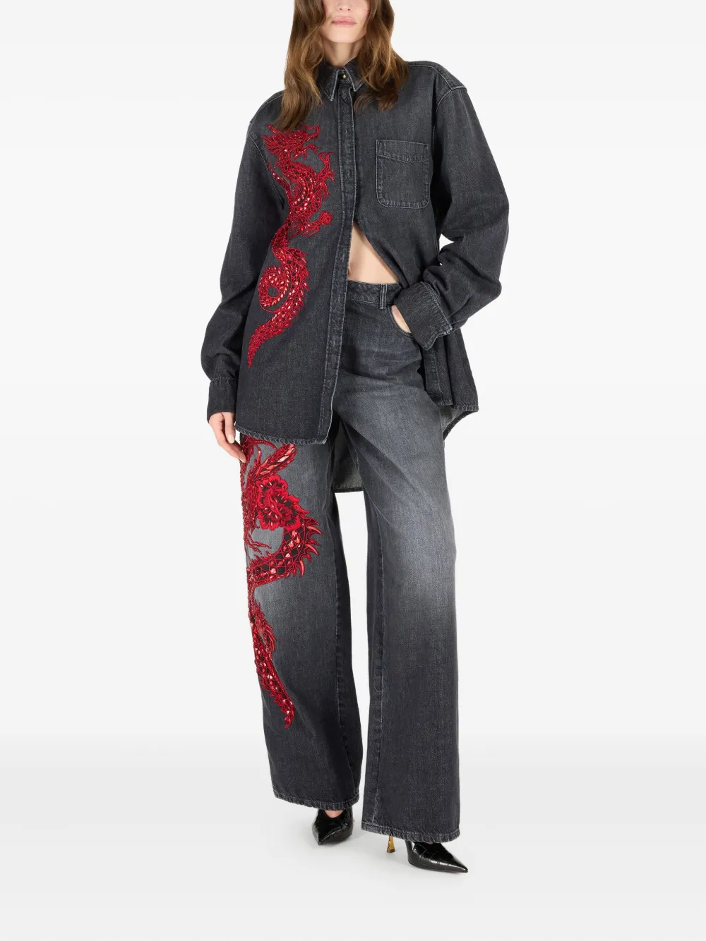 Roberto Cavalli Blouse met pailletten Zwart