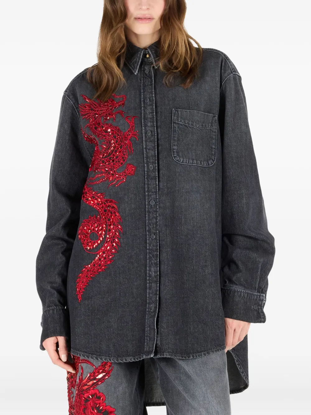 Roberto Cavalli Blouse met pailletten Zwart