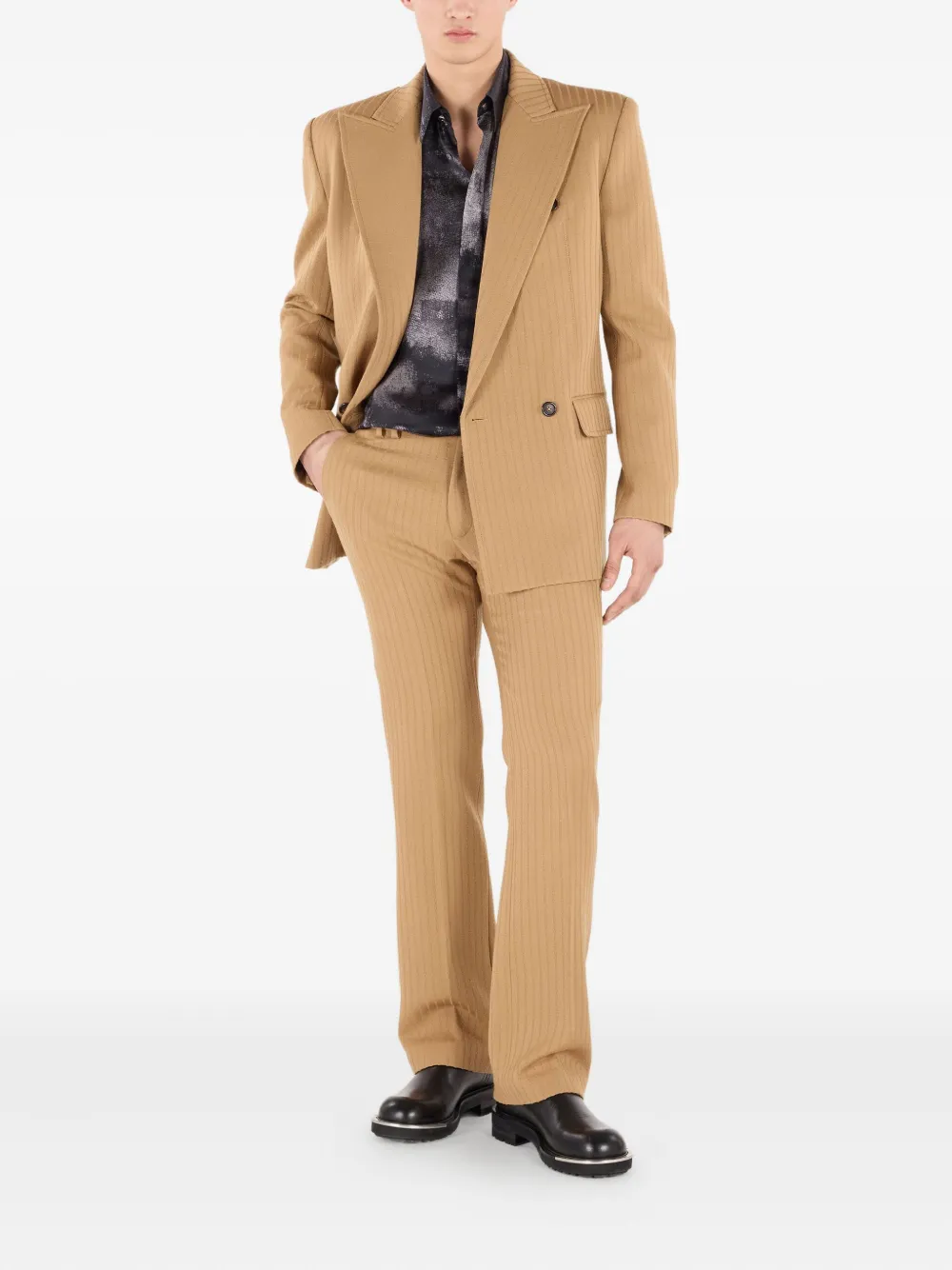 Roberto Cavalli Gestreepte broek van scheerwol - Bruin