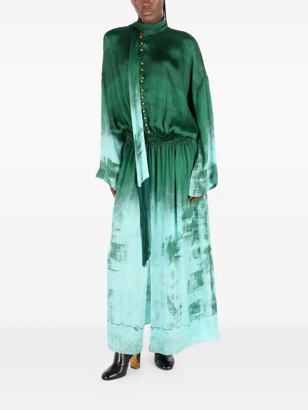 green roberto cavalli dress Roberto Cavalli Emerald Green Satin Silk Sheath Sleeveless Stretch Dress  Size 10
