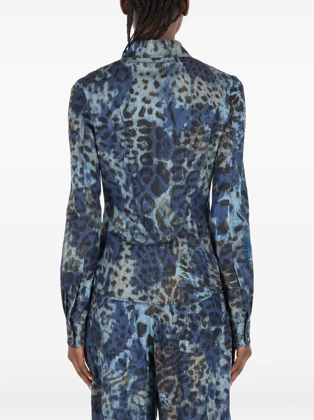 Roberto Cavalli Overhemd met luipaardprint Blauw