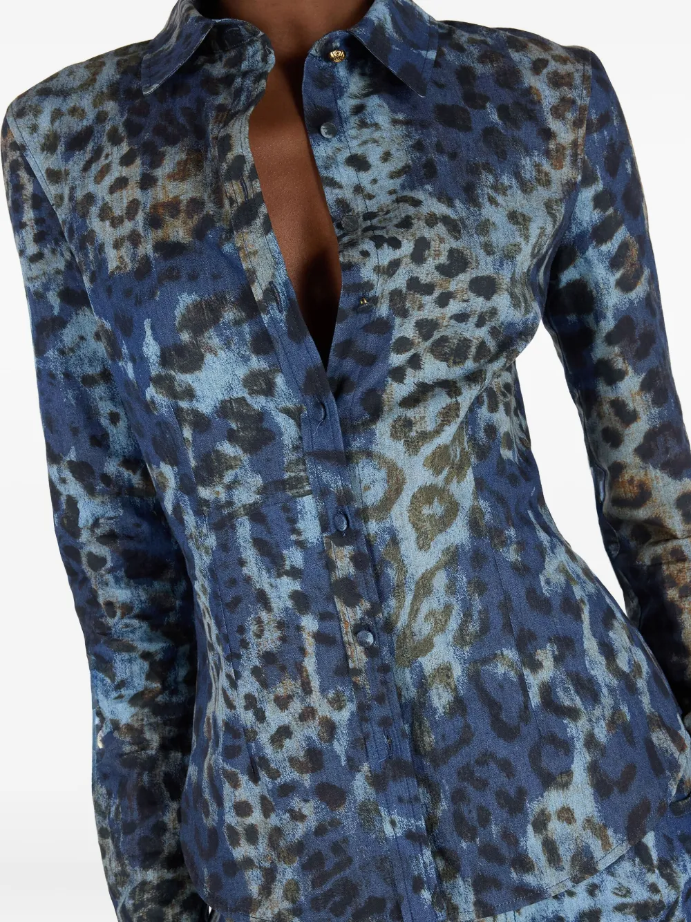Roberto Cavalli Overhemd met luipaardprint Blauw