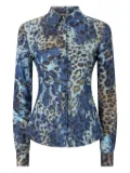 Roberto Cavalli leopard-print button-up shirt - Blue