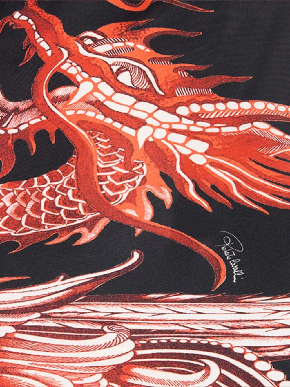 frilled dragon-print mini dress