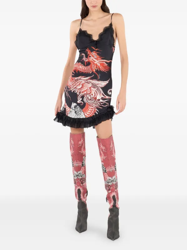 roberto cavaliiのフリルスカート Roberto Cavalli フリル ミニドレス | ブラック | FARFETCH JP