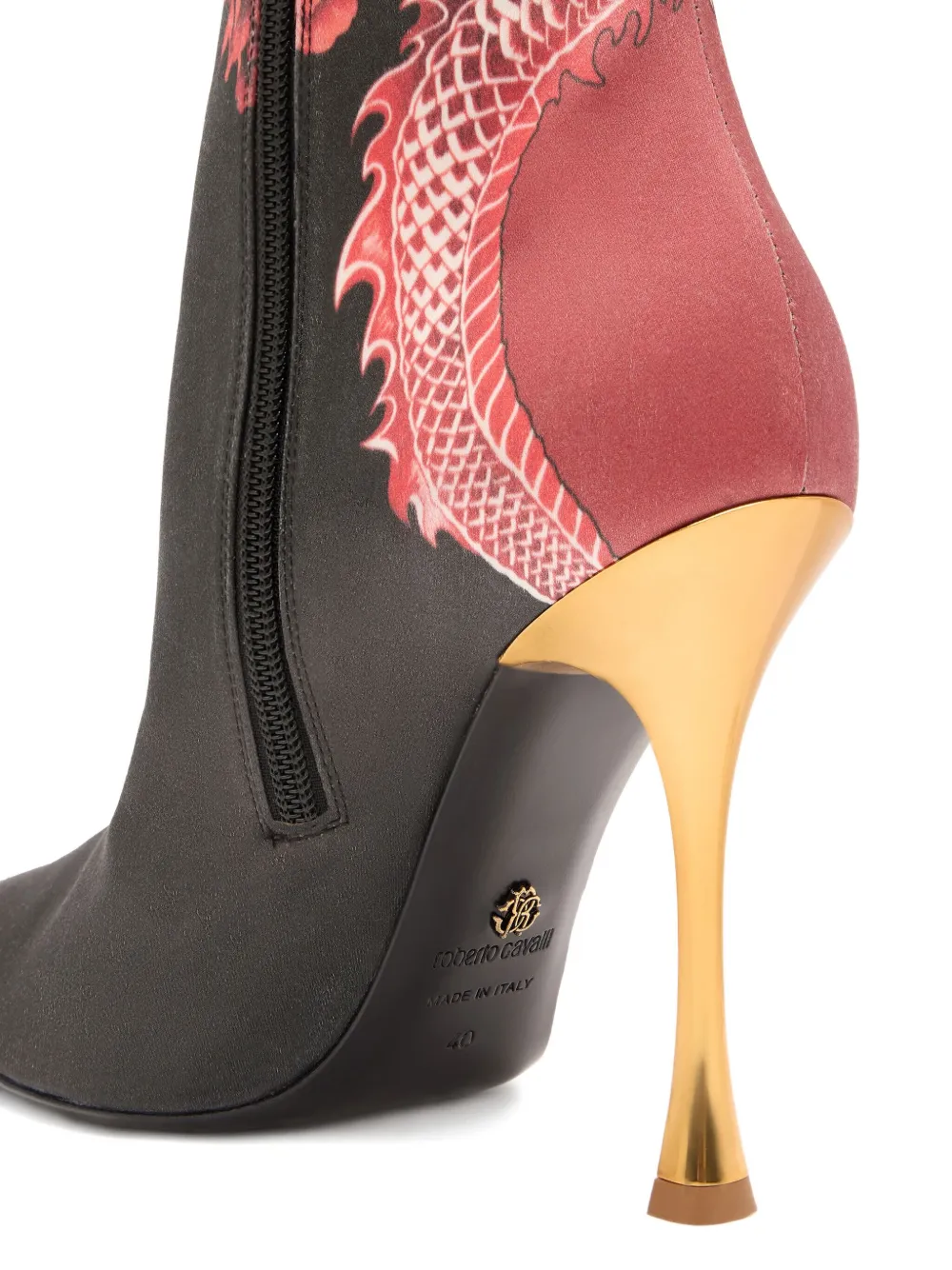 Roberto Cavalli Dragon-print High-heel Boots In Red