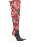 Roberto Cavalli dragon-print high-heel boots - Red