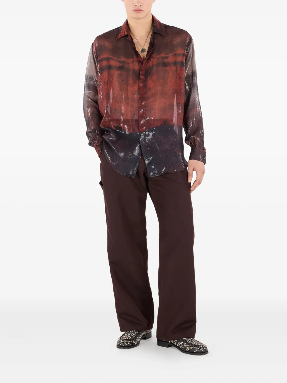 Roberto Cavalli Overhemd met geverfd effect - Bruin