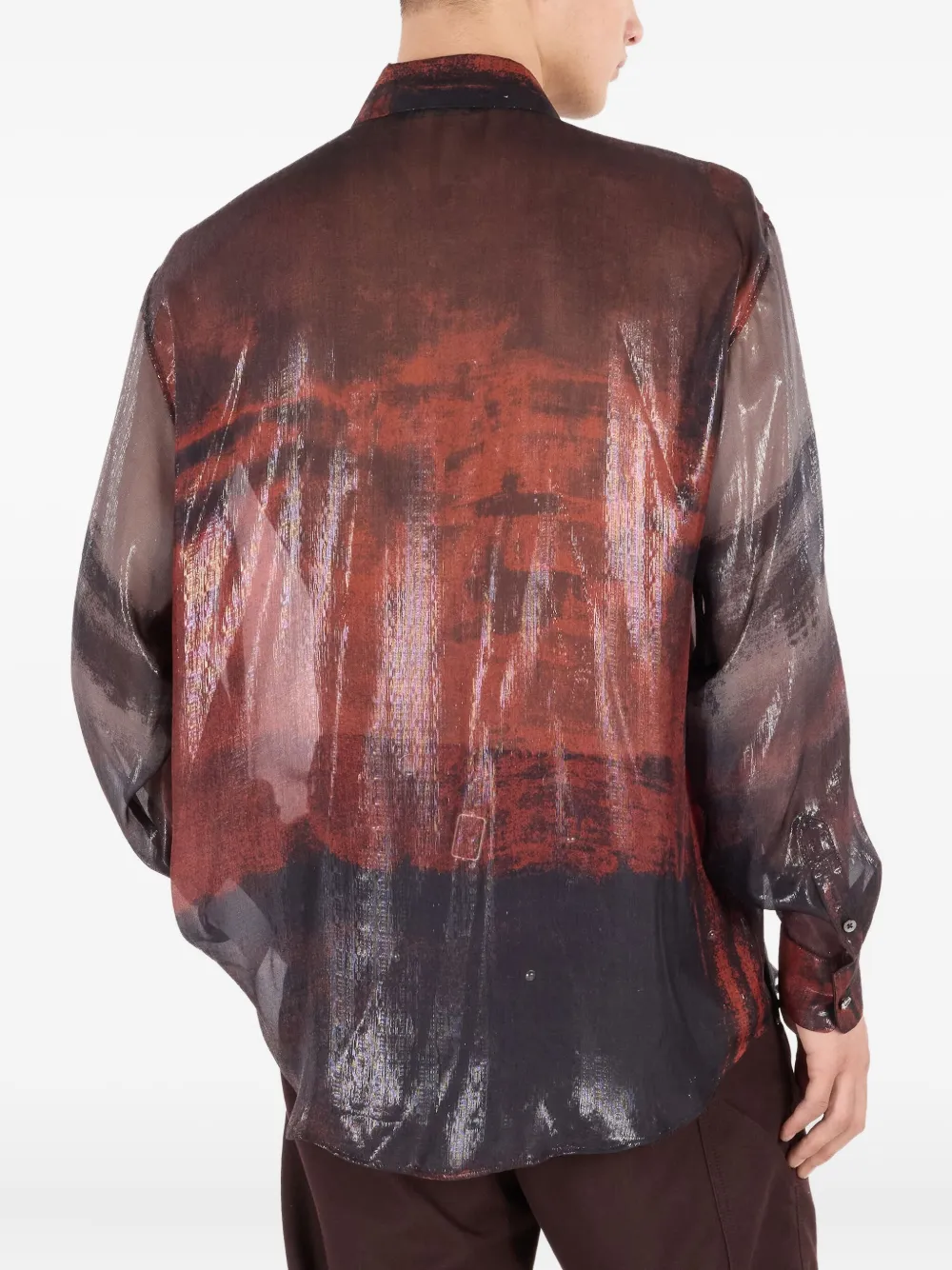 Roberto Cavalli Mottled Effect Silk-blend Shirt In Brown