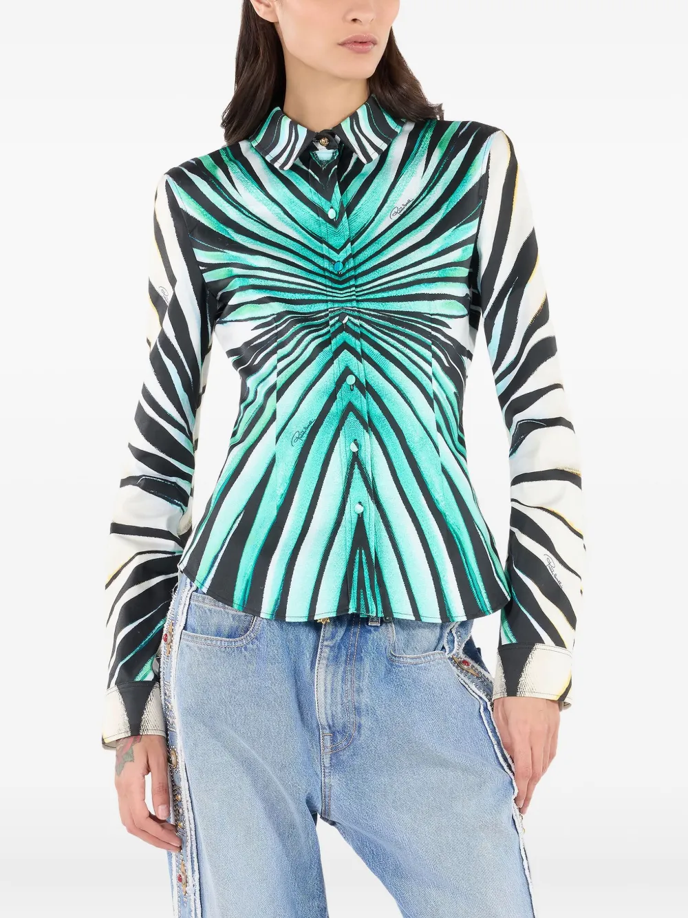 Roberto Cavalli Overhemd met print Blauw