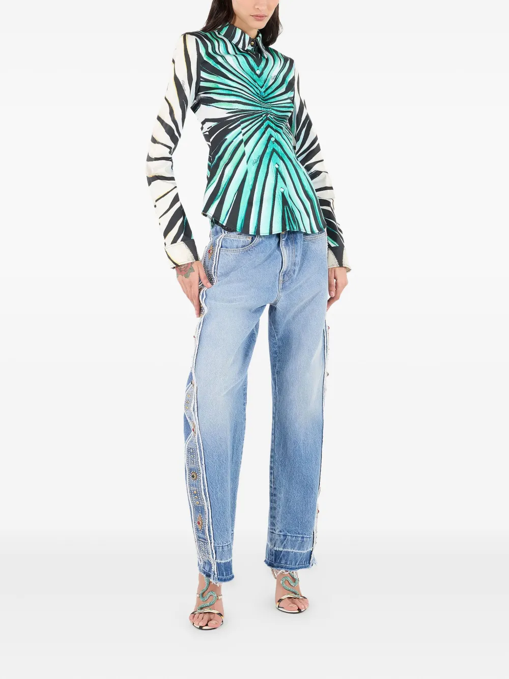 Roberto Cavalli Overhemd met print Blauw