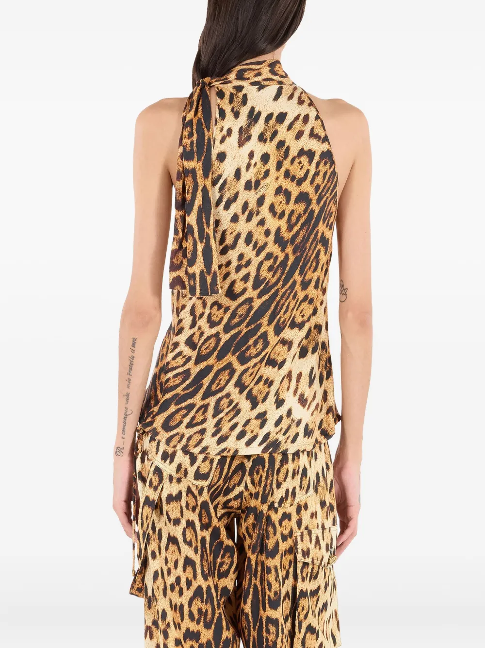 Roberto Cavalli Haltertop met luipaardprint Bruin